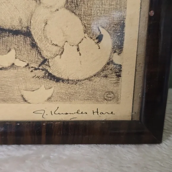 Vintage Dog Art Print in Frame, J Knowles Hare, Well I'll Be - Picture 3 of 8